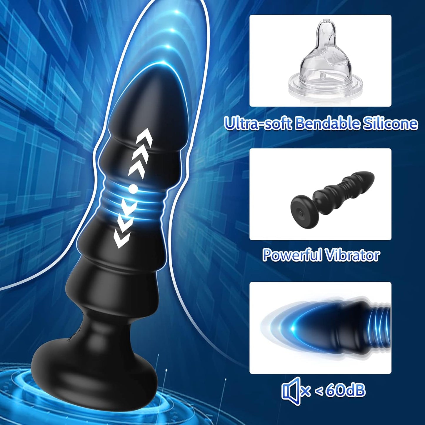 SlipTip - Thrusting Anal Plugs Prostate Massager - Butt Plug G Spot Vibrator for Male and Female