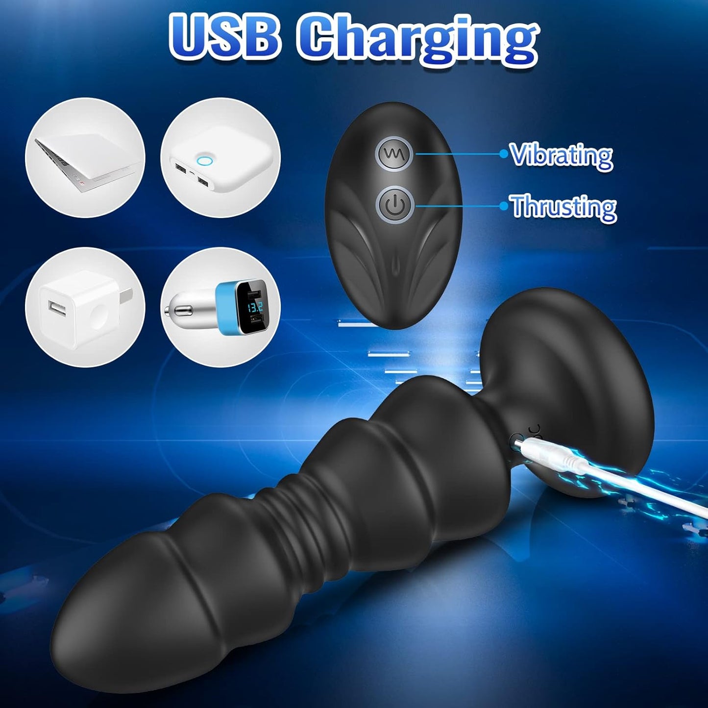 SlipTip - Thrusting Anal Plugs Prostate Massager - Butt Plug G Spot Vibrator for Male and Female