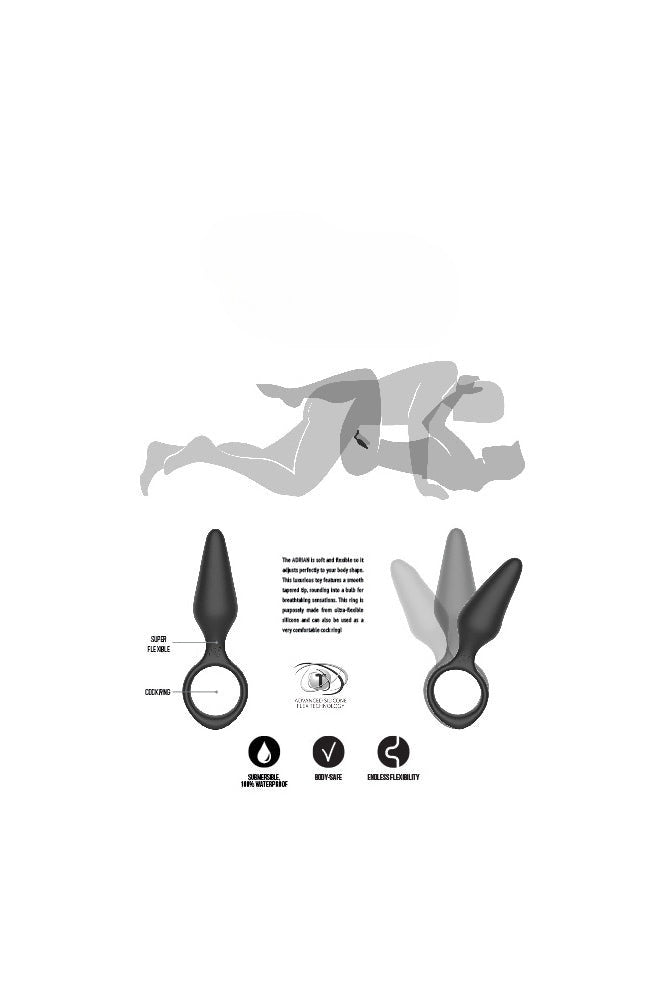 WildRhino Flexible Butt Plug and Cockring - Black