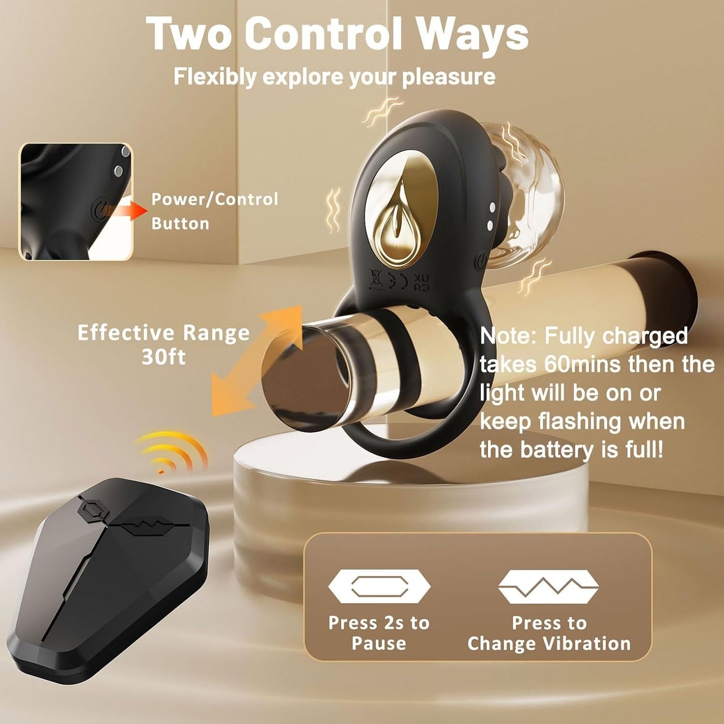 RoseRide - Vibrating Cock Ring Silicone Penis Ring with Rose Clitoral Vibrator for Couple Pleasure
