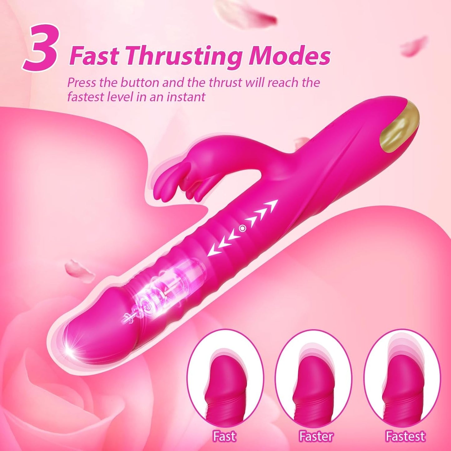 RRide Thrusting Dildo Rabbit Vibrator - Silicone Clitoral Stimulator For Women Or Couple