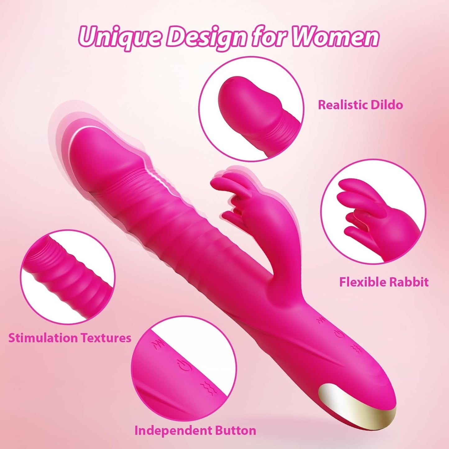 RRide Thrusting Dildo Rabbit Vibrator - Silicone Clitoral Stimulator For Women Or Couple