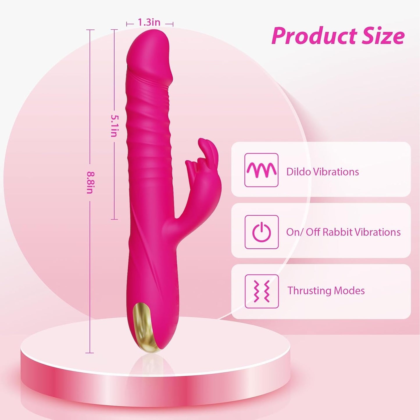 RRide Thrusting Dildo Rabbit Vibrator - Silicone Clitoral Stimulator For Women Or Couple