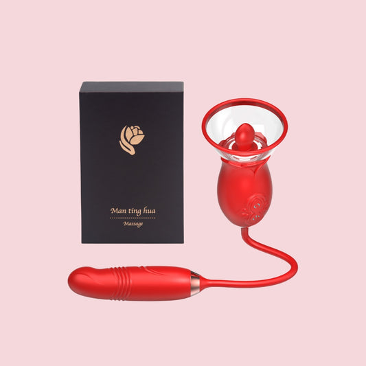 CrazyRose - Rose Toy with Tongue Licking & 3 Thrusting Vibrator