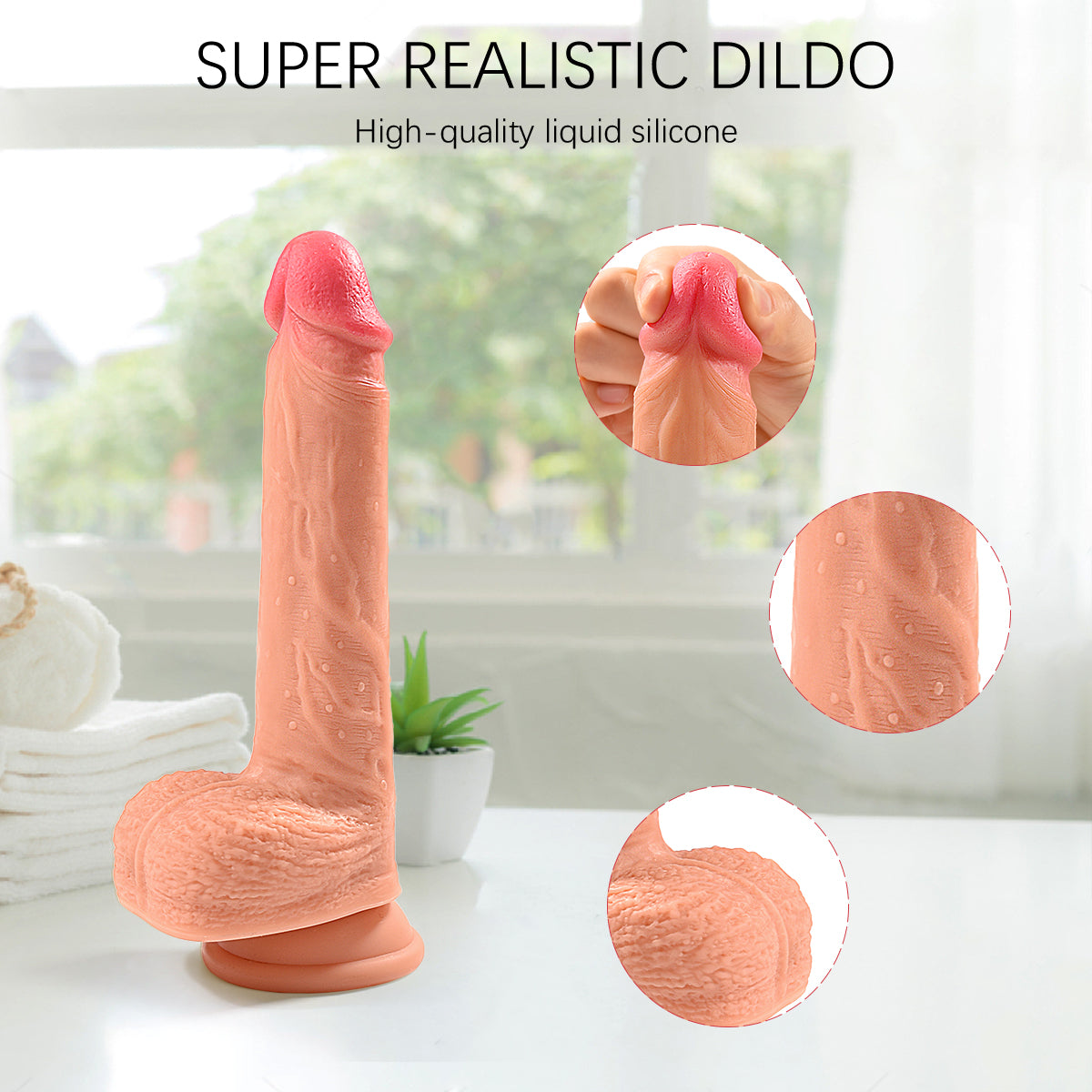 ActiveTiger - 8.7in 4 in 1 Vibrating Hand-free Super Realistic  Dildo