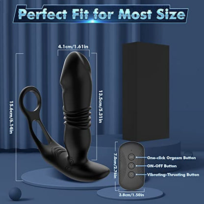 Quirky | Dual Cock Ring Powerful Thrusting & Vibration Butt Plug