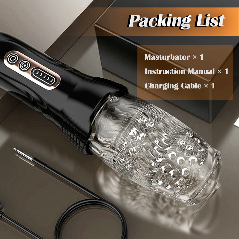 LuxuryBear - Male Rose 5 Rotating 10 Vibrating Transparent Sleeve Male Masturbator