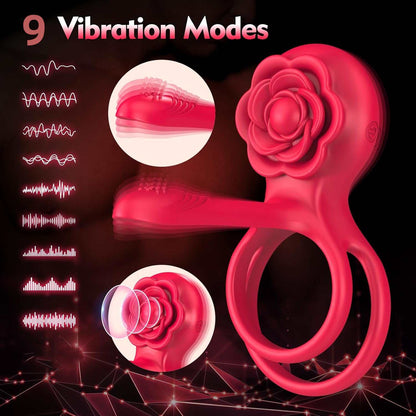 Roselover - Vibrating Cock Ring with G-spot Clitoral Stimulator