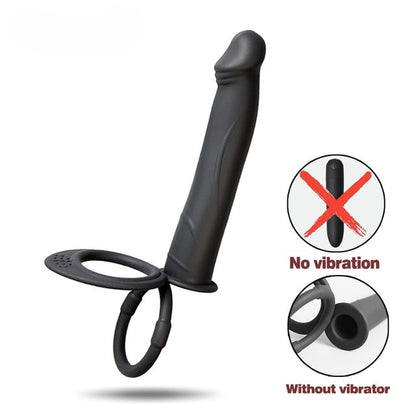 HugMeHoney - Double Penetration Dildo Vibrator Anal Beads Butt Plug With Cock Ring