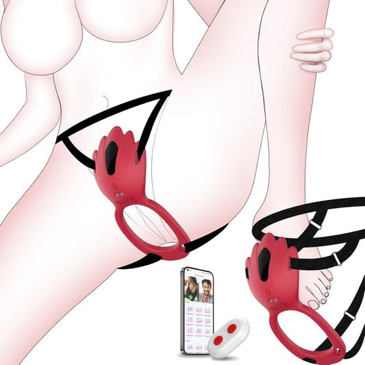 GripLust Panty Vibrator With Strap And Penis Ring - 9 Vibration Modes By APP & Remote