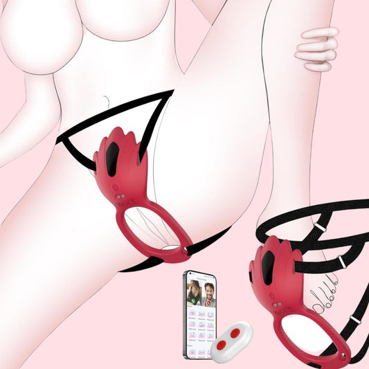 GripLust Panty Vibrator With Strap And Penis Ring - 9 Vibration Modes By APP & Remote