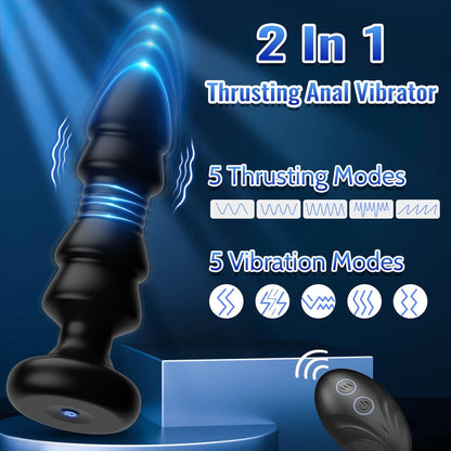 SlipTip - Thrusting Anal Plugs Prostate Massager - Butt Plug G Spot Vibrator for Male and Female