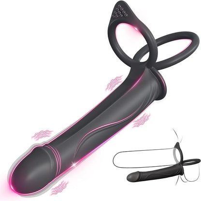 Euphoria - Strap On Anal Dildo with Vibrating Cock Ring Penis Sleeve