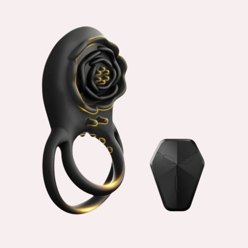 RoseRide - Vibrating Cock Ring Silicone Penis Ring with Rose Clitoral Vibrator for Couple Pleasure
