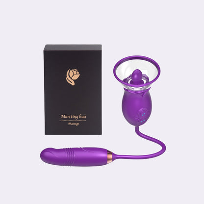 CrazyRose - Rose Toy with Tongue Licking & 3 Thrusting Vibrator
