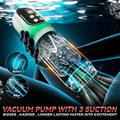 Wiggly | Lovebirdvibe 6 in 1 Upgraded Vacuum Pump Male Masturbator toy with LCD Display