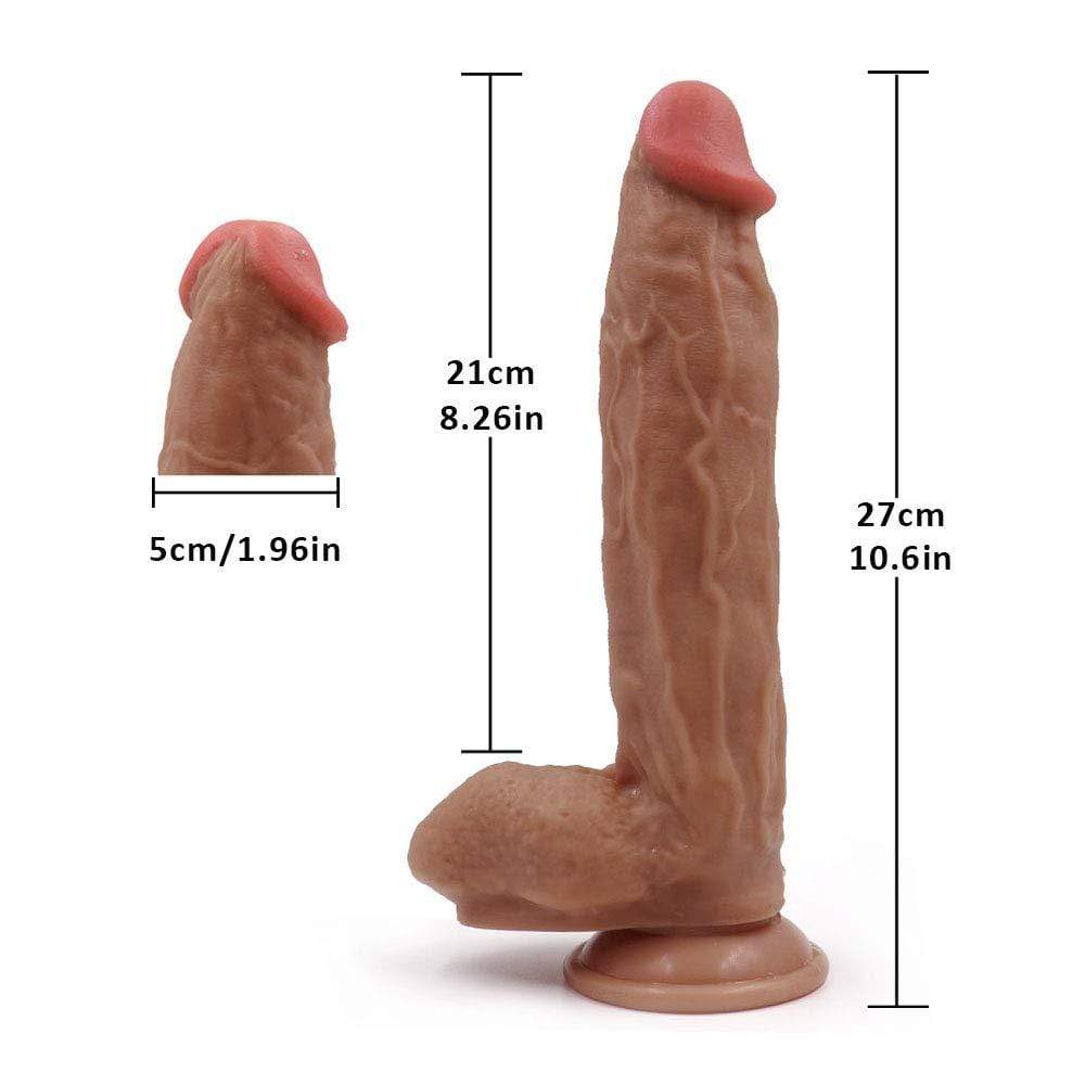 Whirl | 10.6in Huge Double Liquid Silicone Brown Realistic Dildo