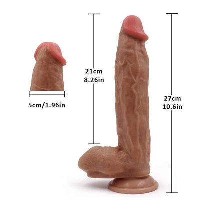 Whirl | 10.6in Huge Double Liquid Silicone Brown Realistic Dildo