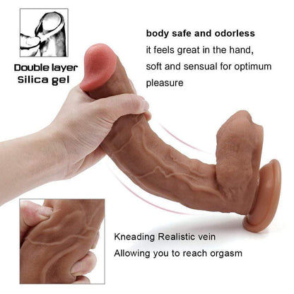 Whirl | 10.6in Huge Double Liquid Silicone Brown Realistic Dildo