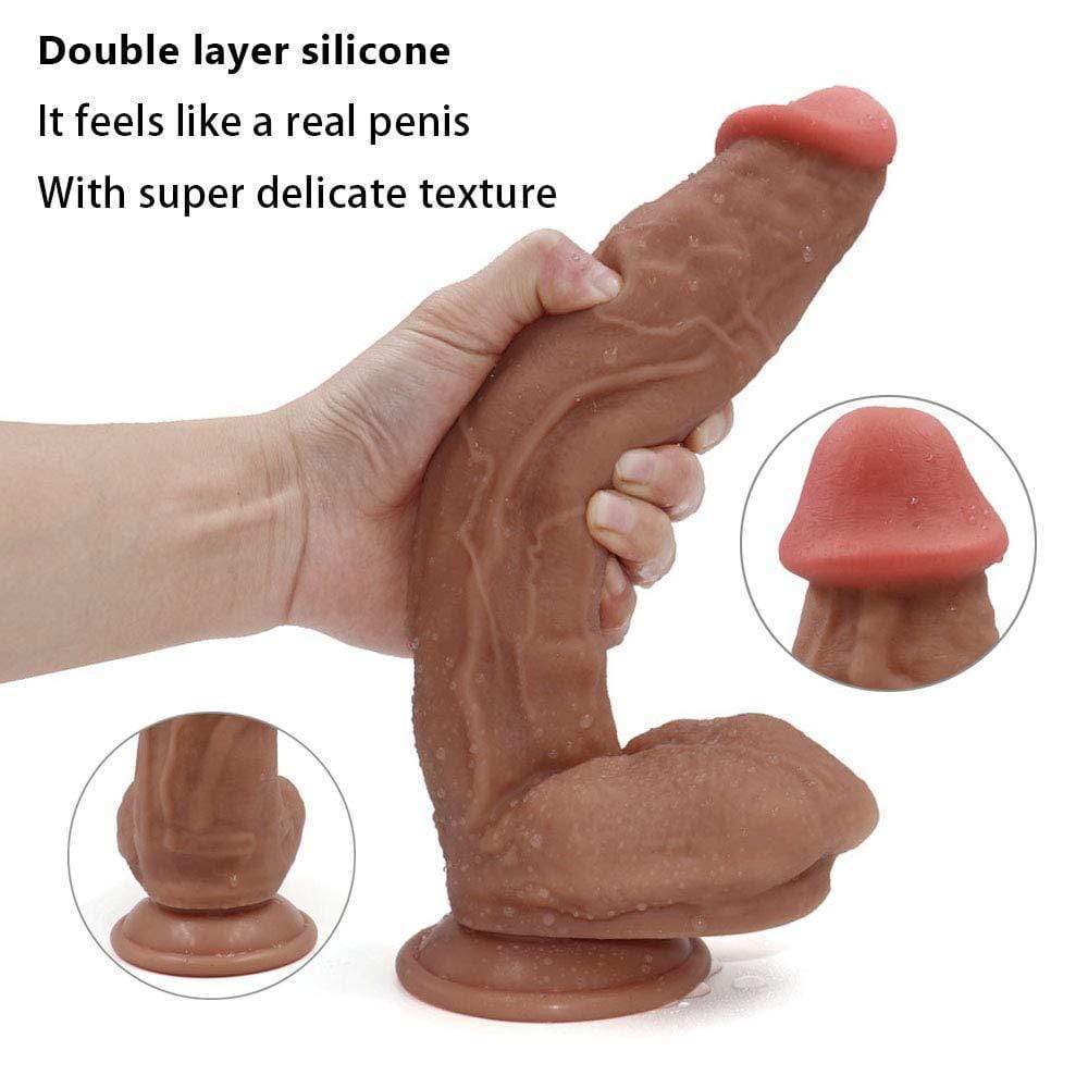 Whirl | 10.6in Huge Double Liquid Silicone Brown Realistic Dildo