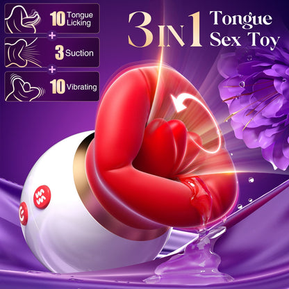 SilkyKiss | Rose Women Tongue Licking & Suction Clitoral Stimulator Sex Toys