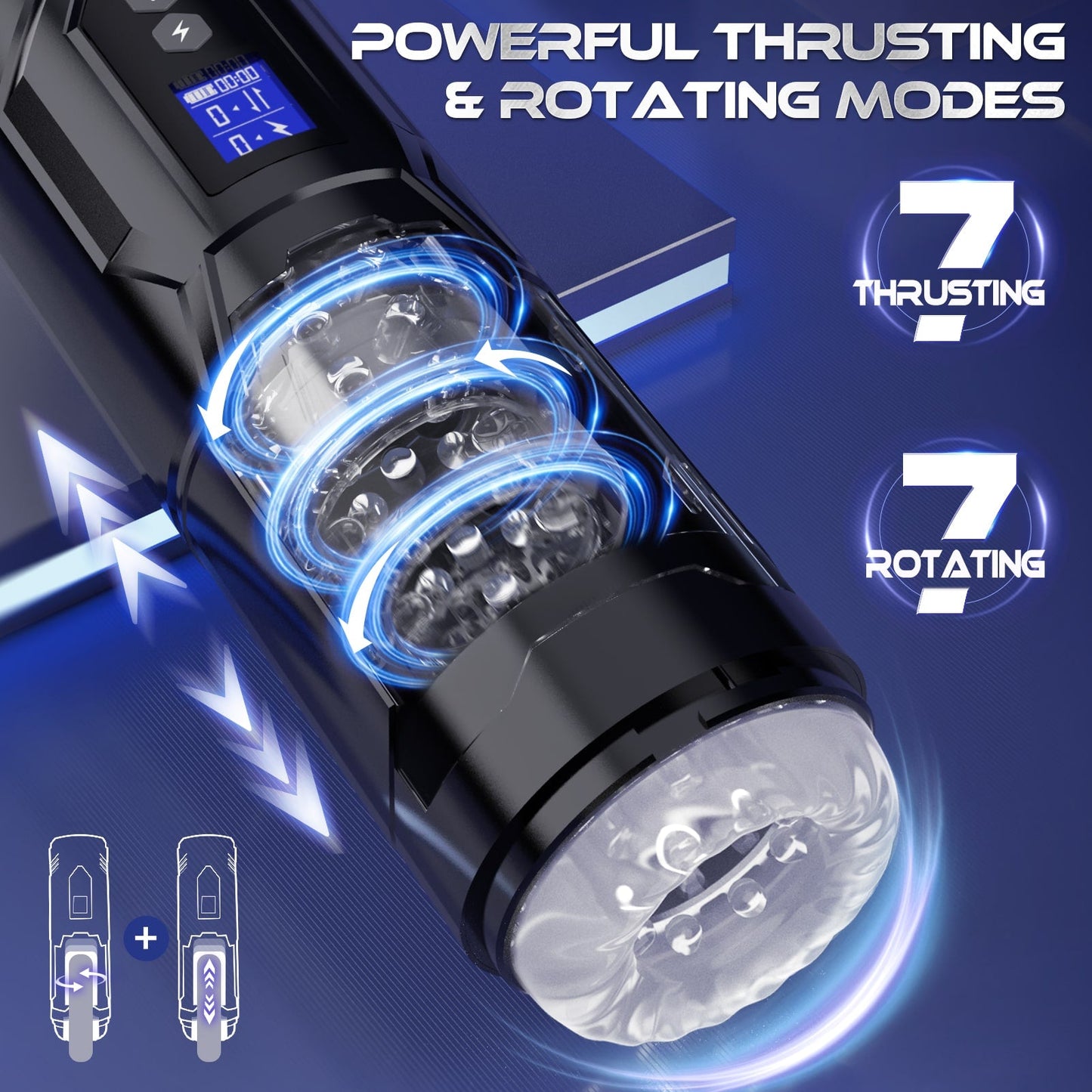 Zippy | 3 in 1 Thrusting and Rotating vibrating Male Masturbator Toy