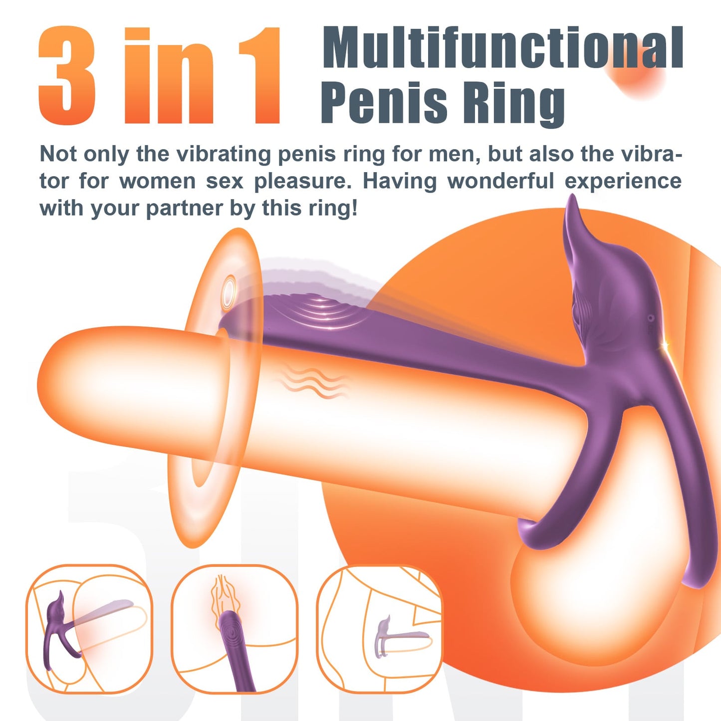 Zappy | 3 in 1 Multifunctional Penis Cock Ring with 10 Vibrating Modes