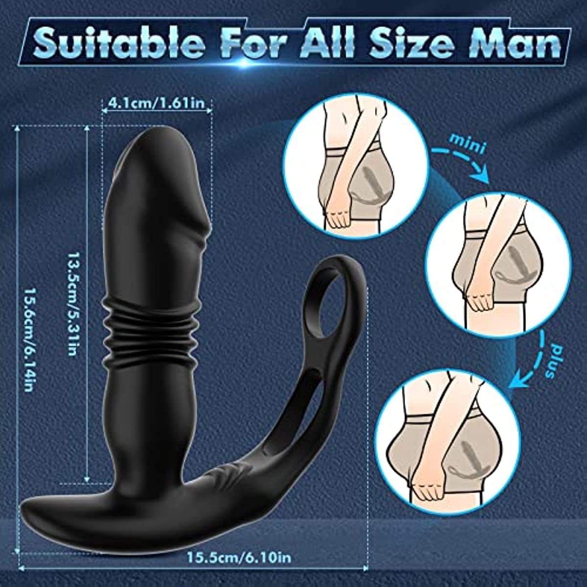 Quirky | Dual Cock Ring Powerful Thrusting & Vibration Butt Plug