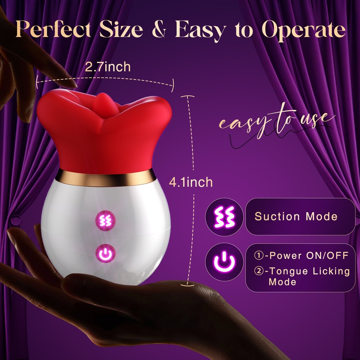 SilkyKiss | Rose Women Tongue Licking & Suction Clitoral Stimulator Sex Toys