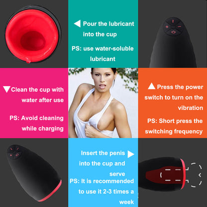 SlinkyLily - Upgraded Vibrating Masturbator Intelligent Heating Waterproof Oral Toy