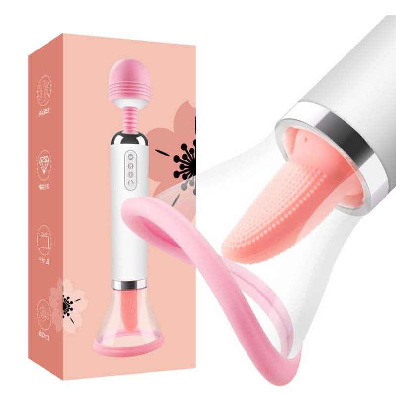 ExoticPapaya - Magic Wand with Clitoral Licking Tongue Vibrator